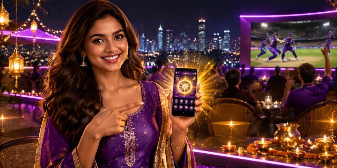Indian woman enjoying cricket betting safely